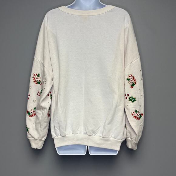 VTG American Weekend Glitter Stocking Animal Christmas Sweatshirt Womens Sz 20 - Picture 3 of 6